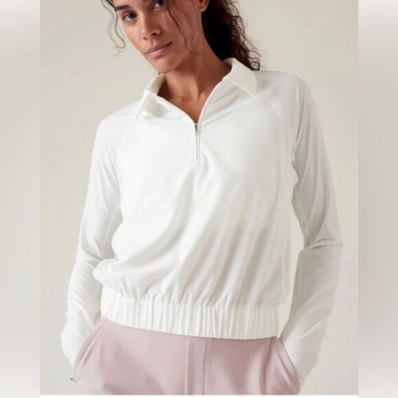 Athleta Tops - Athleta Advantage Polo Top Quarter Zip Pullover in Bright White Size XL